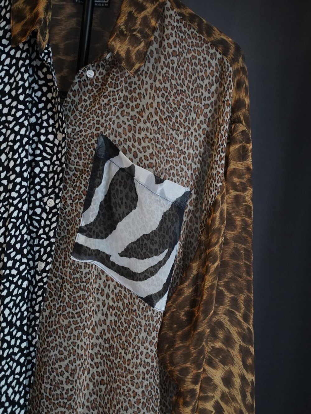 Vintage Tina Hagen Animal Print Patchwork Blouse Size 2 - Picture 6 of 10